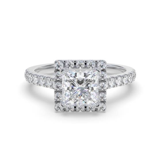 Corner Claw Princess Diamond Single Halo Ring