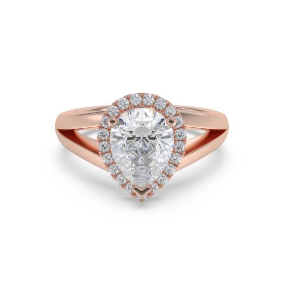 Modern Pear Diamond Single Halo Ring
