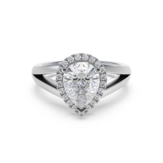 Modern Pear Diamond Single Halo Ring