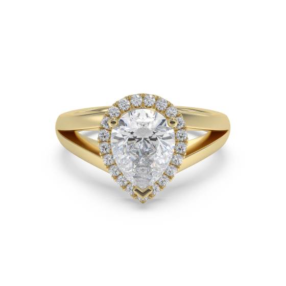Modern Pear Diamond Single Halo Ring