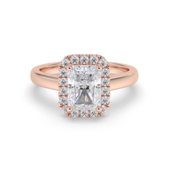 Radiant and Round Diamond Single Halo Ring