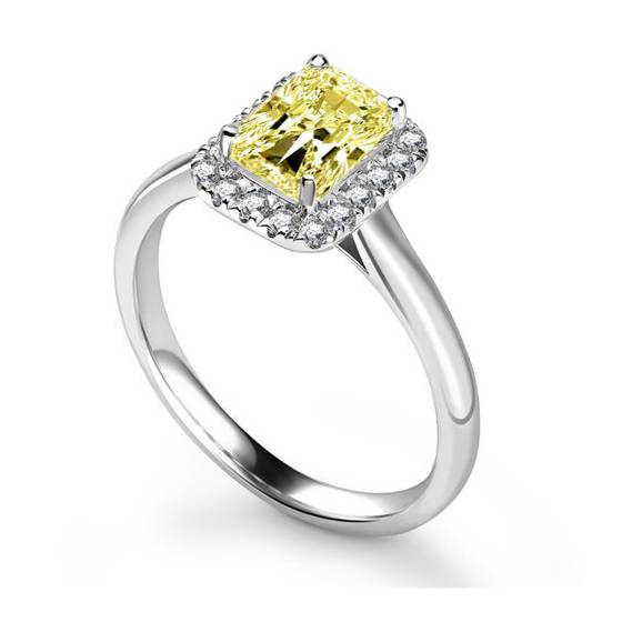 Fancy Yellow Radiant Diamond Cluster Ring