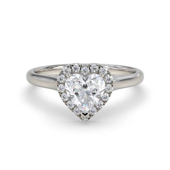 Modern Heart Diamond Single Halo Ring