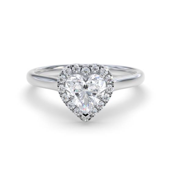 Modern Heart Diamond Single Halo Ring
