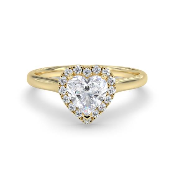 Modern Heart Diamond Single Halo Ring