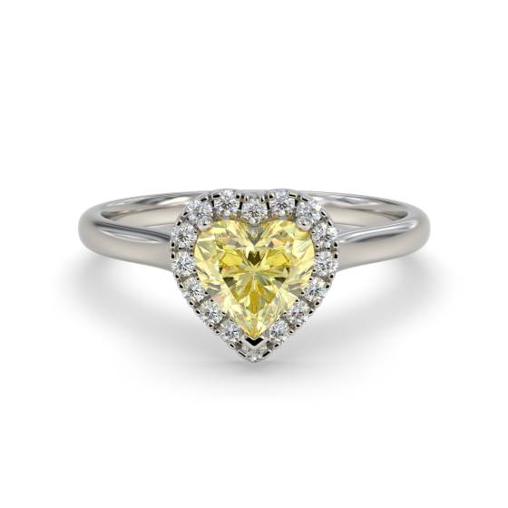 Fancy Yellow Heart Diamond Cluster Ring
