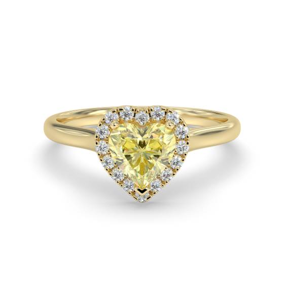 Fancy Yellow Heart Diamond Cluster Ring
