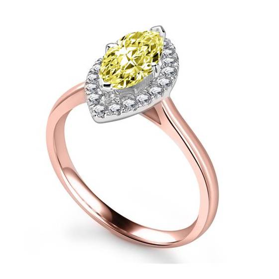 Fancy Yellow Marquise Diamond Cluster Ring