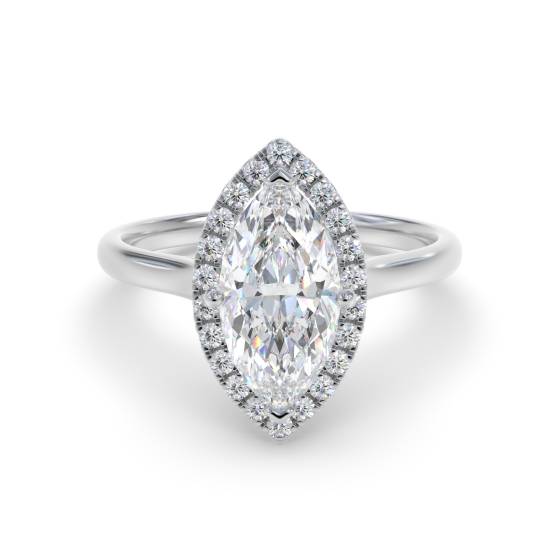 Marquise and Round Diamond Single Halo Ring
