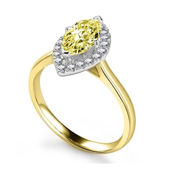 Fancy Yellow Marquise Diamond Cluster Ring