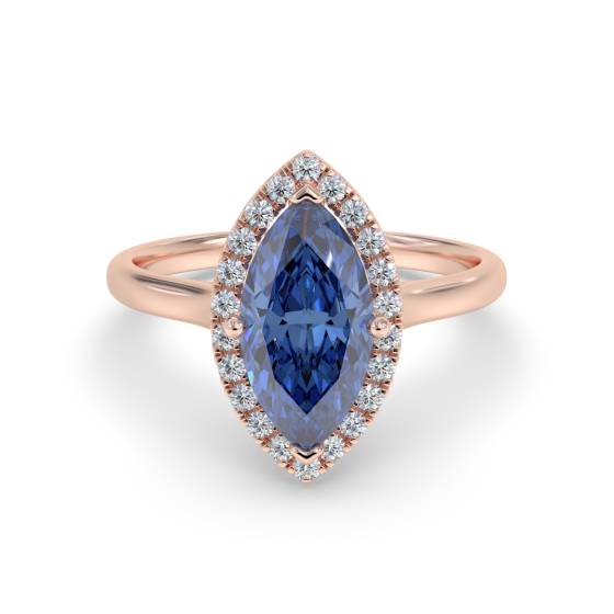 Fancy Blue Sapphire Marquise Diamond Cluster Ring
