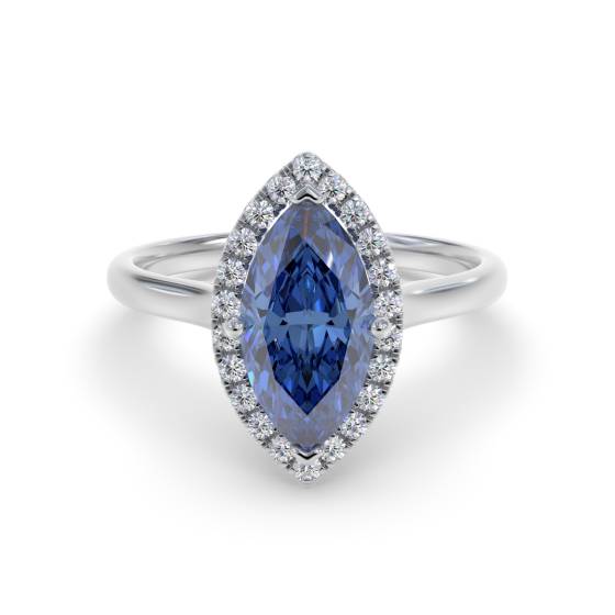 Fancy Blue Sapphire Marquise Diamond Cluster Ring