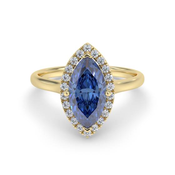 Fancy Blue Sapphire Marquise Diamond Cluster Ring