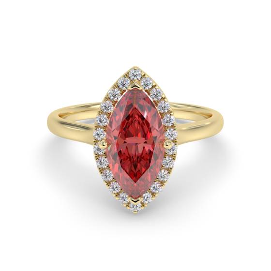 Marquise Ruby and Diamond Halo Ring
