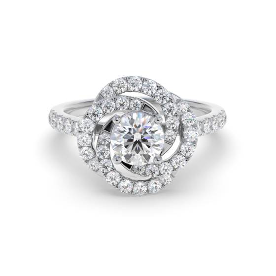 Flower Diamond Halo Ring