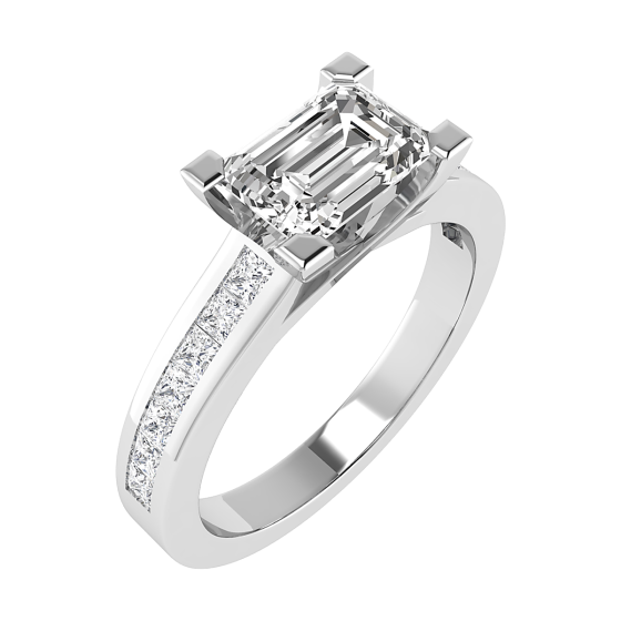 Emerald Diamond East to West Set Shoulder Set Ring