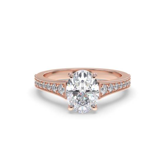 Oval Diamond Shoulder Set Ring