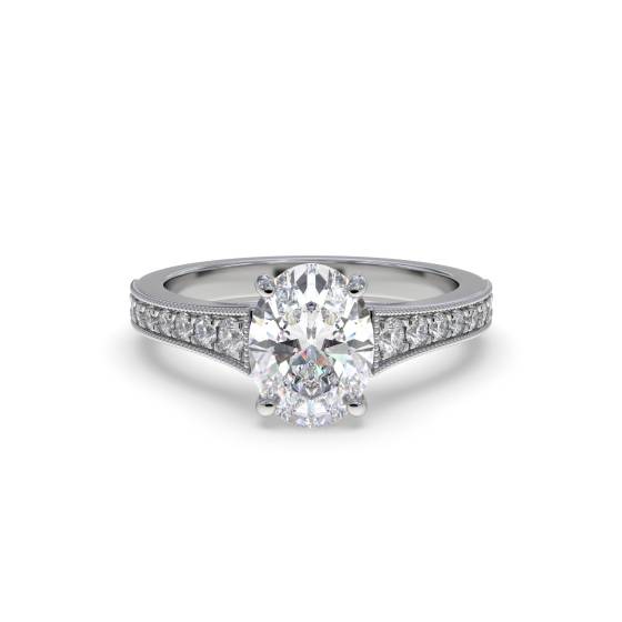 Oval Diamond Shoulder Set Ring