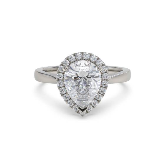 Pear and Round Diamond Halo Ring