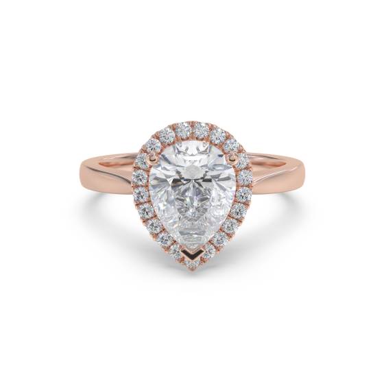 Pear and Round Diamond Halo Ring