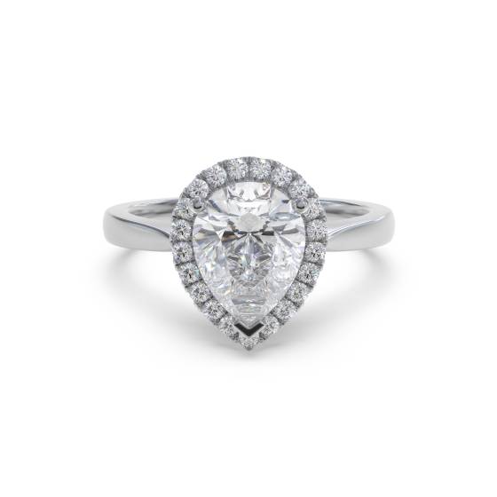 Pear and Round Diamond Halo Ring