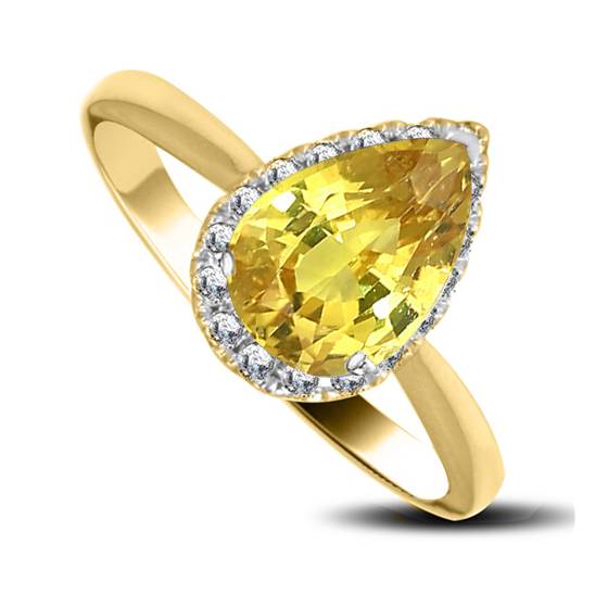 Fancy Yellow Pear Diamond Halo Ring