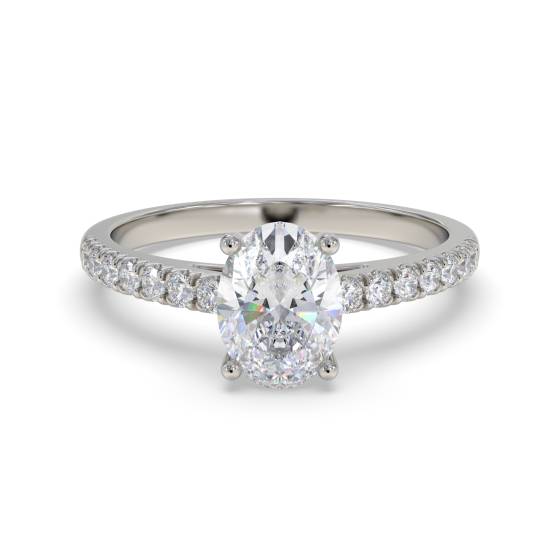 0.50ct Oval Diamond Shoulder Set Ring