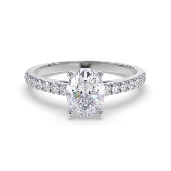 Oval Diamond Shoulder Set Ring