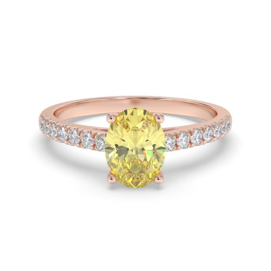 Fancy Yellow Oval Diamond Shoulder Set Ring