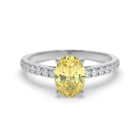 Fancy Yellow Oval Diamond Shoulder Set Ring