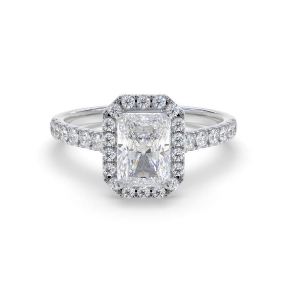 Radiant Diamond Single Halo Shoulder Set Ring