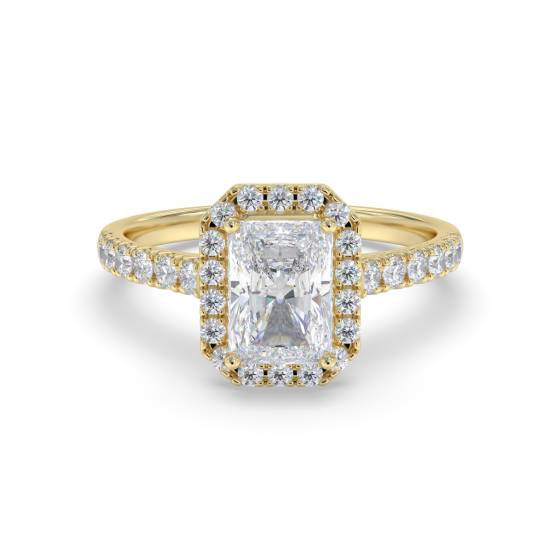 Radiant Diamond Single Halo Shoulder Set Ring