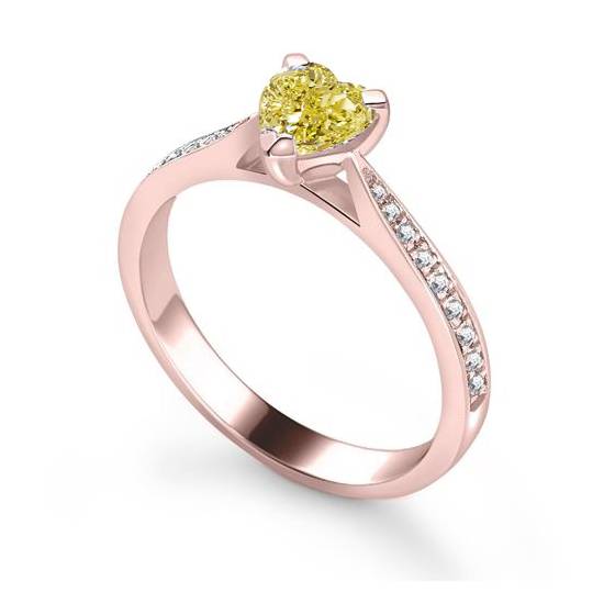 Fancy Yellow Heart Diamond Shoulder Set Ring