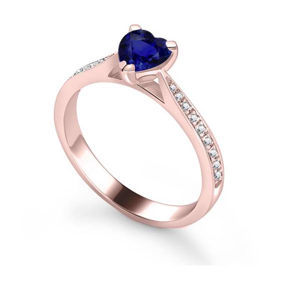 Fancy Blue Sapphire Heart Diamond Shoulder Set Ring
