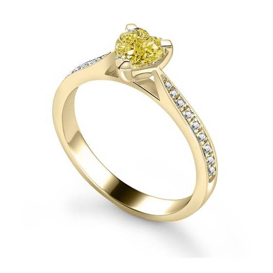 Fancy Yellow Heart Diamond Shoulder Set Ring