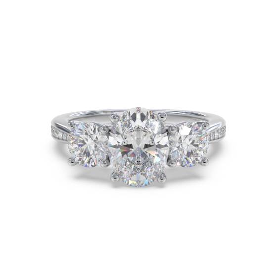 Oval and Round Diamonds Trilogy Shoulder Set Ring