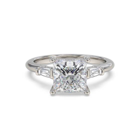 Elegant Princess and Baguette Diamond Trilogy Ring