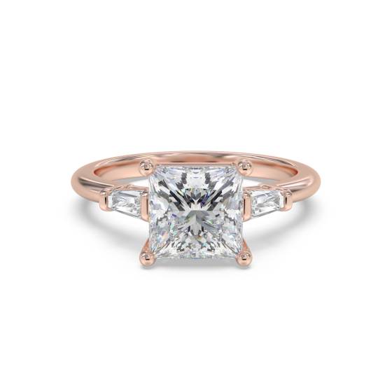 Elegant Princess and Baguette Diamond Trilogy Ring
