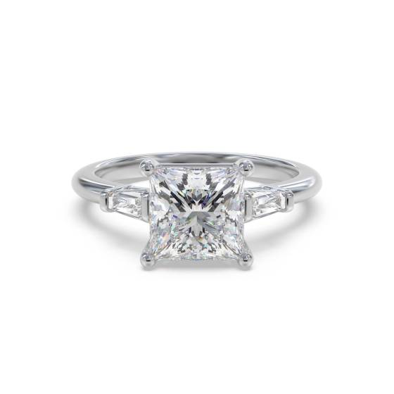 Elegant Princess and Baguette Diamond Trilogy Ring