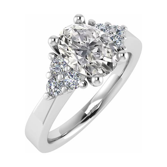 Oval Diamond Shoulder Set Ring