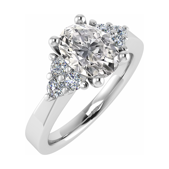 Oval Diamond Shoulder Set Ring