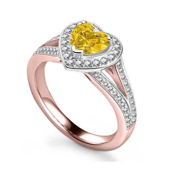 Fancy Yellow Heart Diamond Single Halo Infinity Style Ring