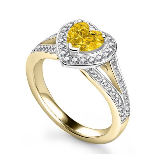 Fancy Yellow Heart Diamond Single Halo Infinity Style Ring