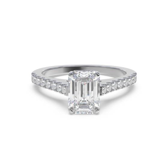 Emerald Diamond Shoulder Set Ring