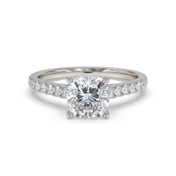 Cushion Diamond Shoulder Set Ring