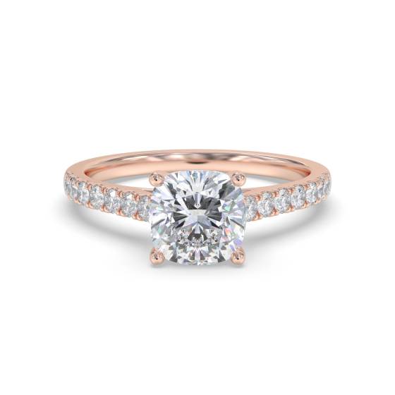 Cushion Diamond Shoulder Set Ring