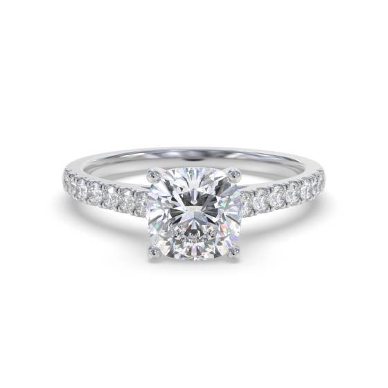 Cushion Diamond Shoulder Set Ring