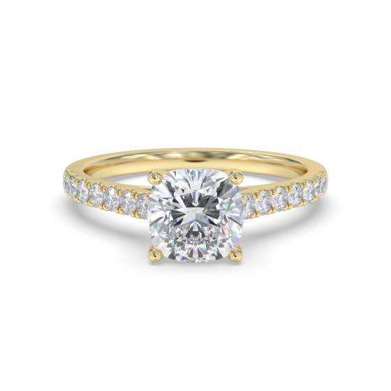 Cushion Diamond Shoulder Set Ring