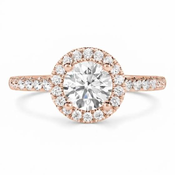 Round Diamond Halo Shoulder Set Ring