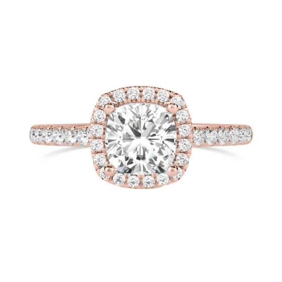 Cushion Diamond Single Halo Shoulder Set Ring